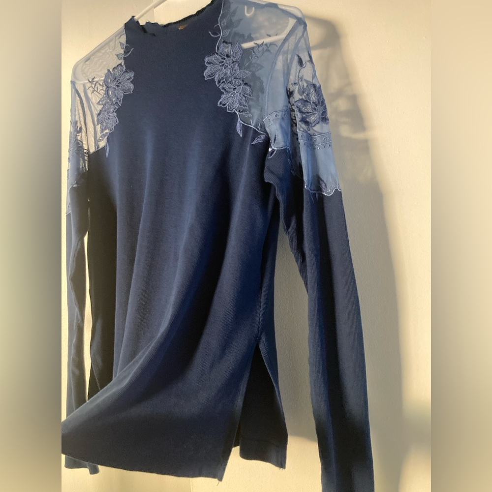 Free People Daniella long sleeve illusion lace - Picture 5 of 7
